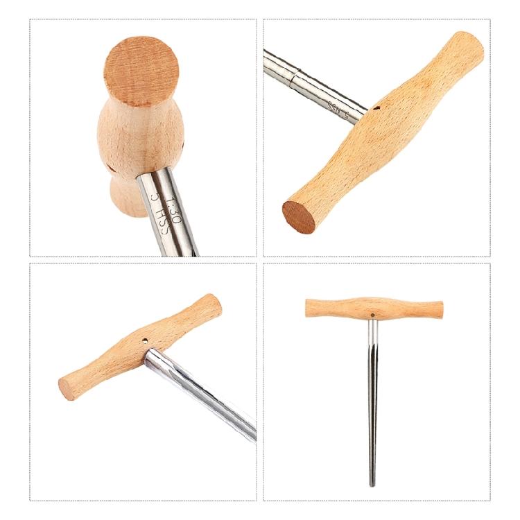 Violin/Viola Peg Hole Reamer 1:30 Taper T Handle Bridge Pin Reamer with Wood Handle Violin Making Tool Enduring