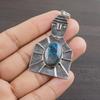Natural Neon Apatite Gemstone 925 Sterling Silver Jewelry Designer Pendant 2.2" AJP-1951