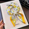 Lemon Pattern Silk Scarf Square Scarf Women Fashion Lightweight Neck Scarf Headband Elegant Accessories Daily Wear Party Gift