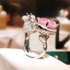 Little Squirrel Pink Diamond Sugar Cube Ring Personalized Haute Couture Design Colorful Treasure Live Birthday Gift