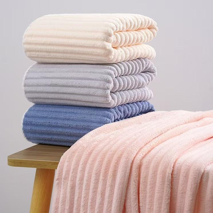 Coral Fleece Towel Bath Towel Set Candy Strip Fleece Women's Household Water Absorption Adult Children Face Towel Bath Towel