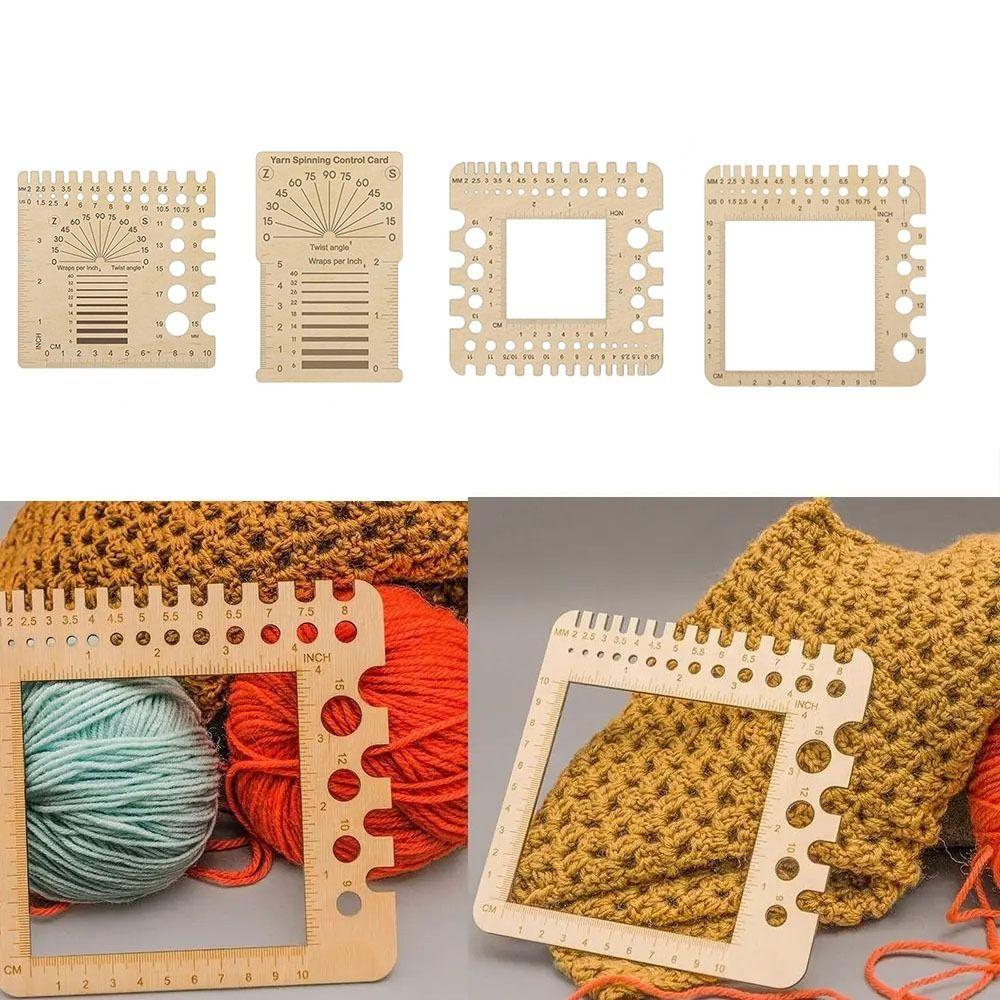 DIY Wood Knitting Needle Gauge Square Crochet Hooks Ruler  for Spinners Yarn Measuring Tools