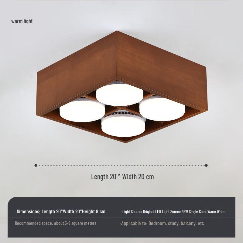 Wabi-sabi Walnut Wood 4-Head Recessed Spotlight