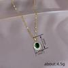 Oval Cut Emerald Green Stone Sunburst Halo Pendant Women Thin Flake Link Clavicle Necklace