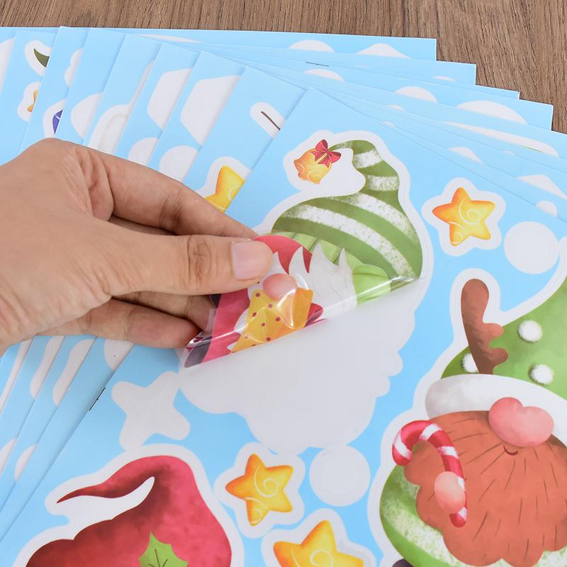 9pcs/set Christmas Santa Claus Xmas Tree Window Glass Sticker Snowflake Wall DIY Decals 2025 Kids Room New Year Home Decoration