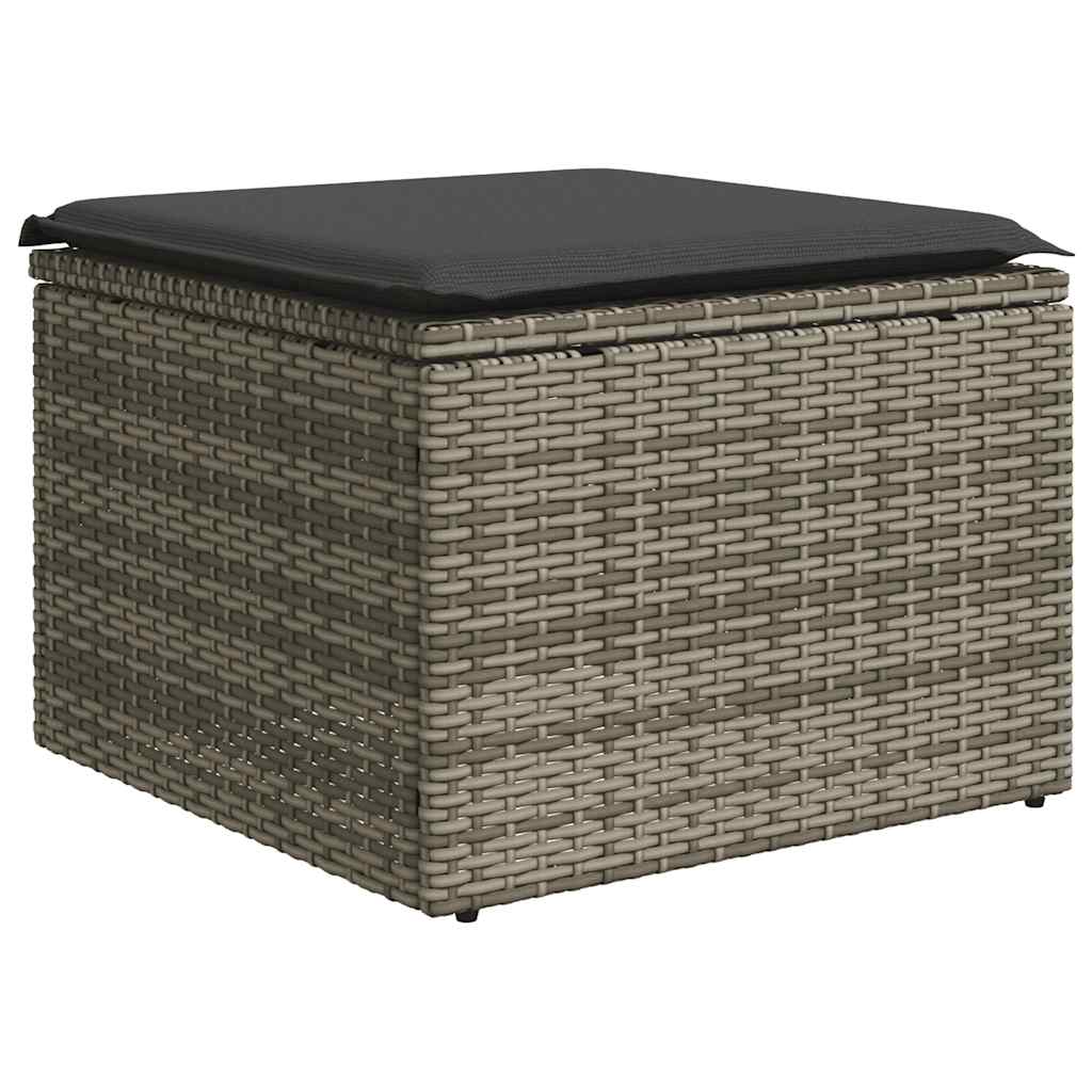 2 Piece Garden Sofa Set with Cushions Grey Poly Rattan & Acacia