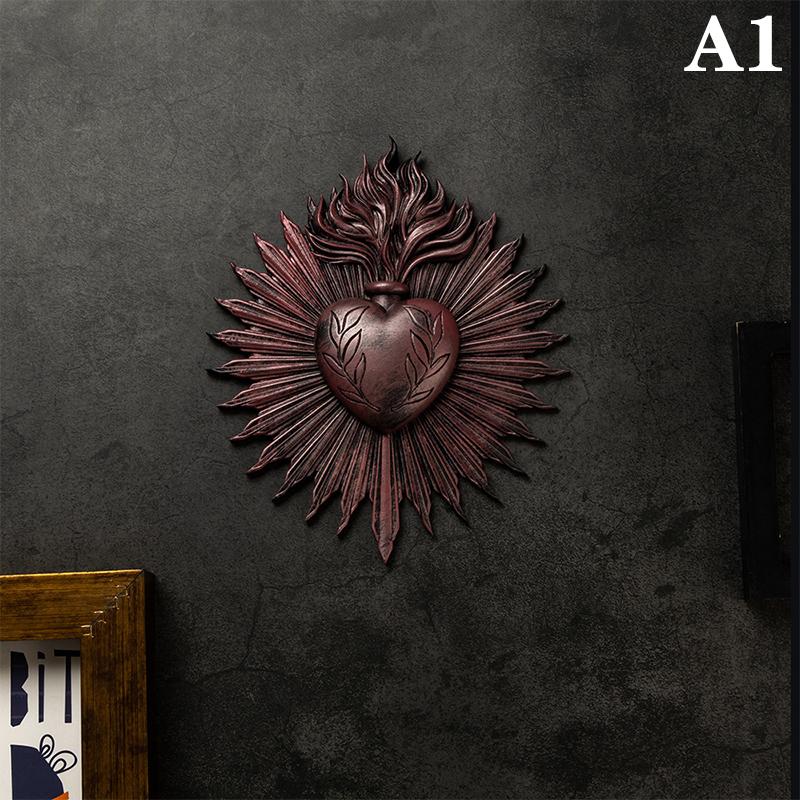 

Готическая настенная табличка «Священное Сердце», подставка для молитвы, табличка «Непорочное Сердце Марии», подарок, настенное искусство, украшение для дома, орнамент