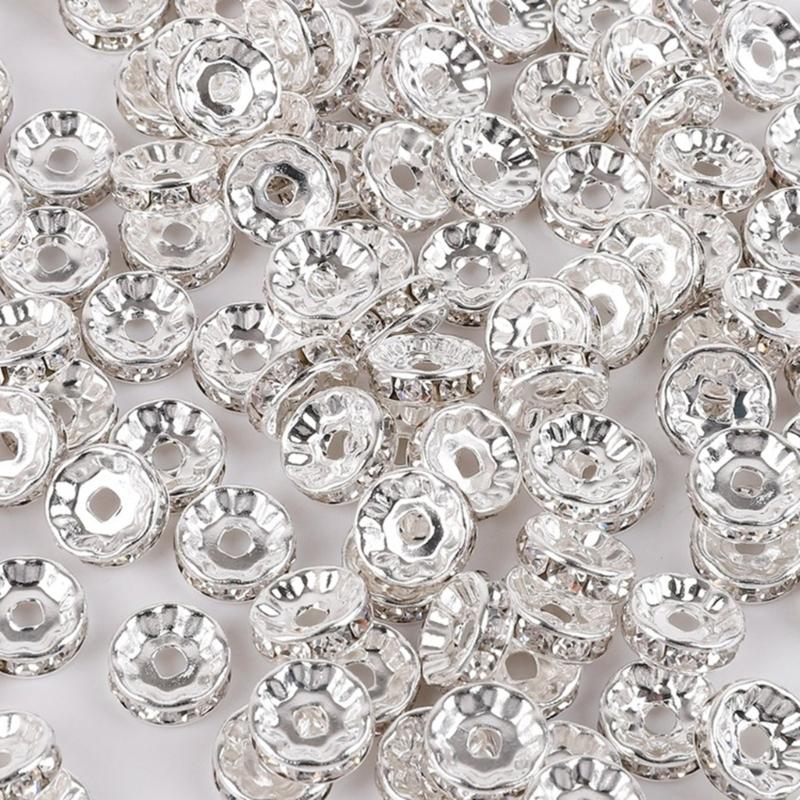 8mm Rhinestones Spacer Beads Rondelle Loose Beads Crystal Bead Spacer for Bracelets and Necklaces In Jewelry Crafts