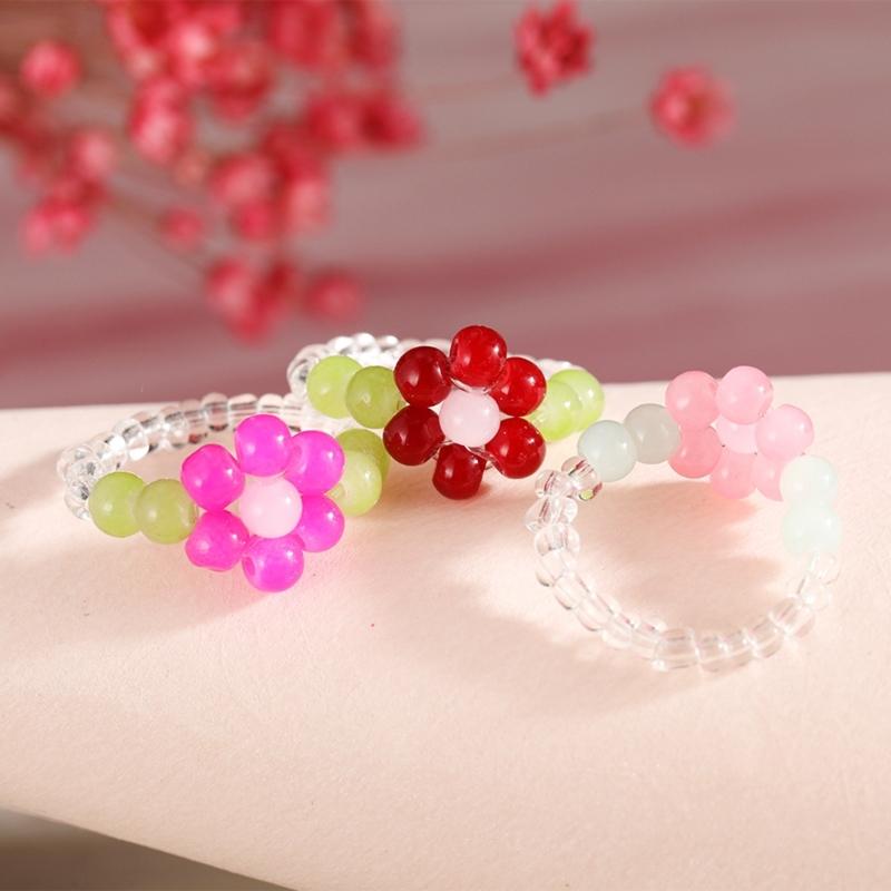 Boho Flexible Finger Jewelry Women Teens Girls Boys Lovely Sunflower Y2K-girls Vintage Summer Braid String Rings