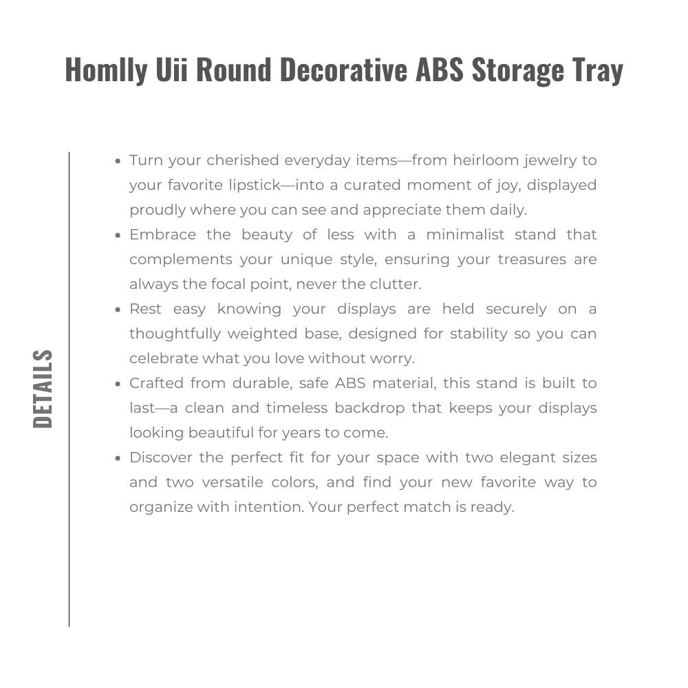 Homlly Uii Round Decorative ABS Storage Tray