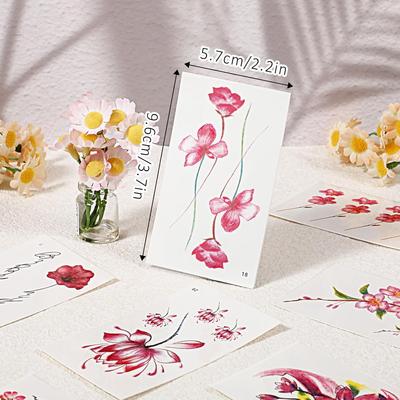 30 Sheets Flower Temporary Tattoos, Realistic Floral Temporary Tattoos Long Lasting Watercolor Flower Fake Tattoo Stickers Adult Wildflower Party