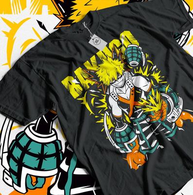 Katsuki Bakugo Koszulka Manga My Hero Academia Anime MHA Prezent Koszulka T-Shirt Wszystkie Rozmiary