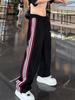 Autumn new American trendy brand side striped straight-leg pants men's trend versatile sports loose wide-leg casual pants