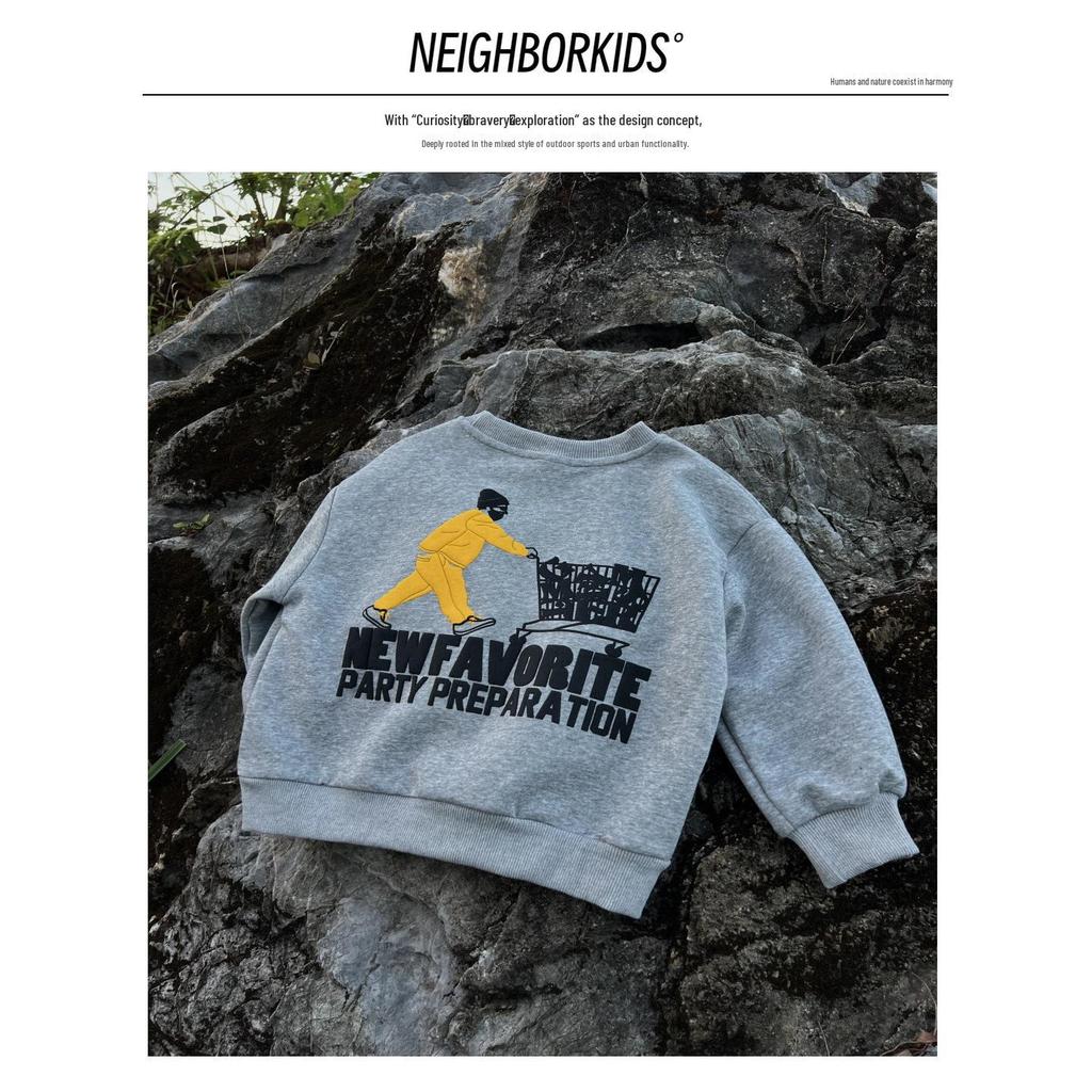 2025 Kids' Autumn Trendy Letter Print Cotton Pullover Sweatshirt