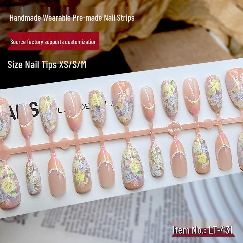 Фиолетовые Рифмованные Золоченые Цветочные Овальные Наконечники для Дизайна Ногтей