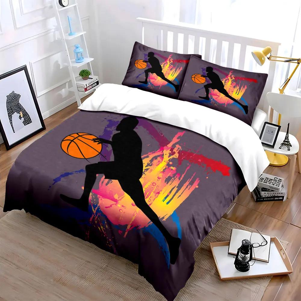Basketball Art Three-Piece Set Multiple sizes kid's and adults' bedroom Exquisite 3PC bedding set gift