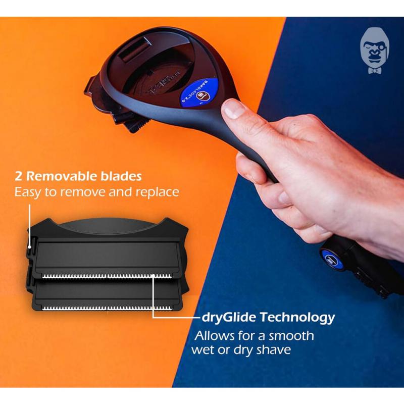 Afeitadoras de Espalda Bakblade 2.0 para Hombres | Afeitadora de Pelo DIY, Tecnología de Cuchilla Segura y Mango Ergonómico, Afeitado en Seco y Húmedo