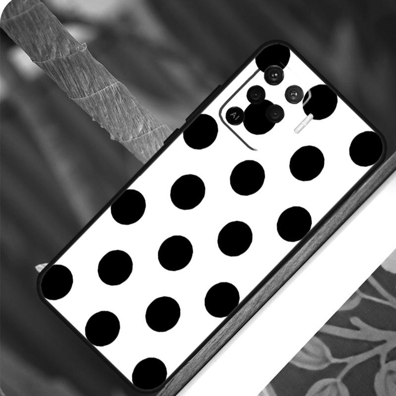 Black And White Polka Dot For OPPO A58 A78 A98 A54 A74 A94 A16 A76 A96 A5 A9 A52 A72 A79 A53S A15 A17 A57 A77 Case