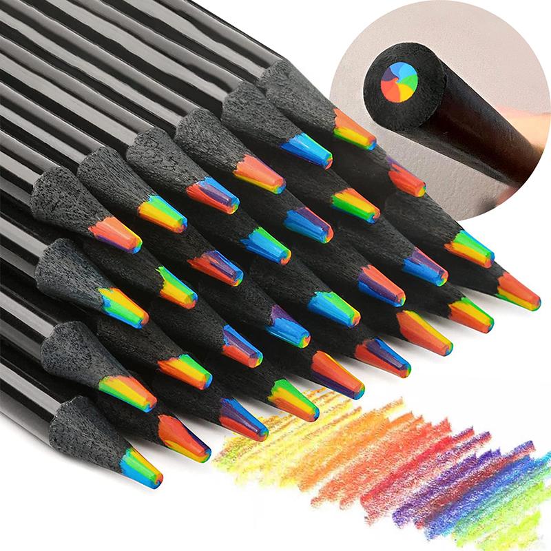 5/10Pcs 7 Colors Concentric Gradient Colorful Pencil Crayons Colored Pencil Set Creative Kawaii Stationery Art Painting Drawing Pen