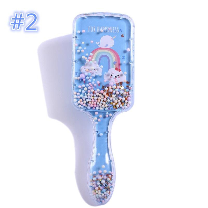 Children's Cartoon Unicorn Panda Rainbow Printing Airbag Foam Ball Transparent Hairdressing Plastic Comb Rainbow Comb