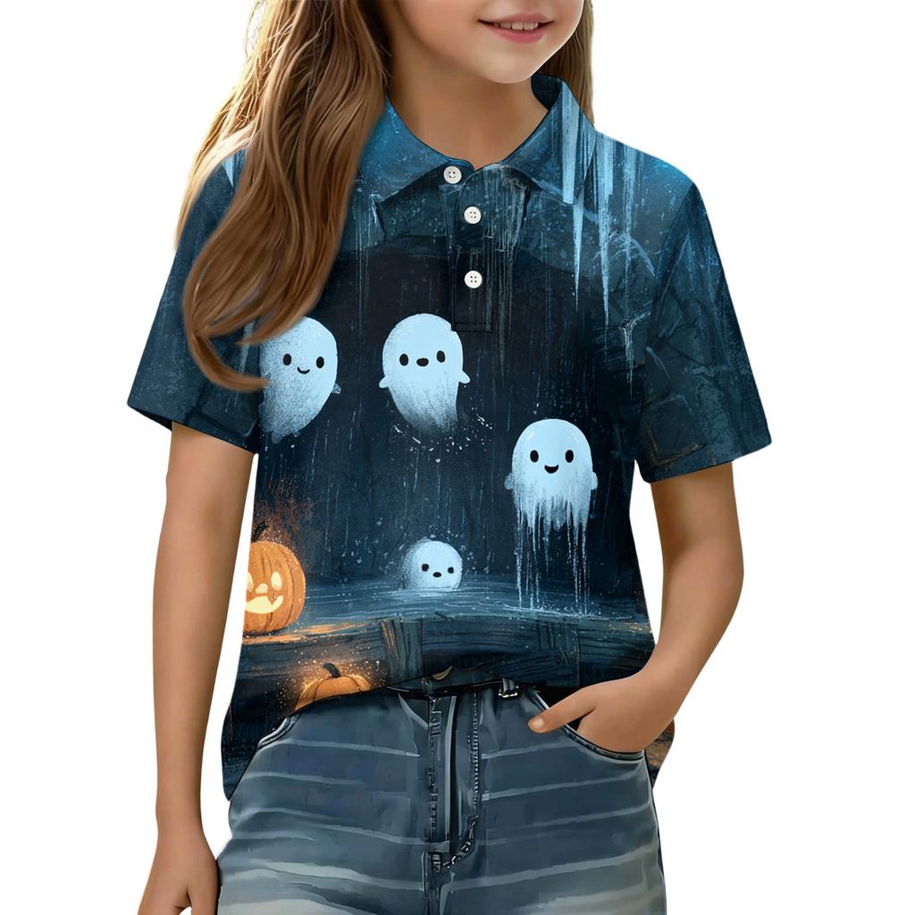Kids' Halloween Print Shirt Casual Short Sleeve for Boys Girls Party Wear
