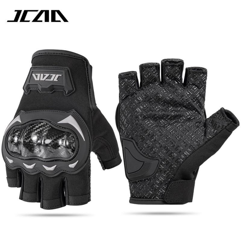 Carbon Fiber Knuckle Motorcycle Gloves Men Women Semi-Finger Riding Breathable Durable Outdoor Sport Gear