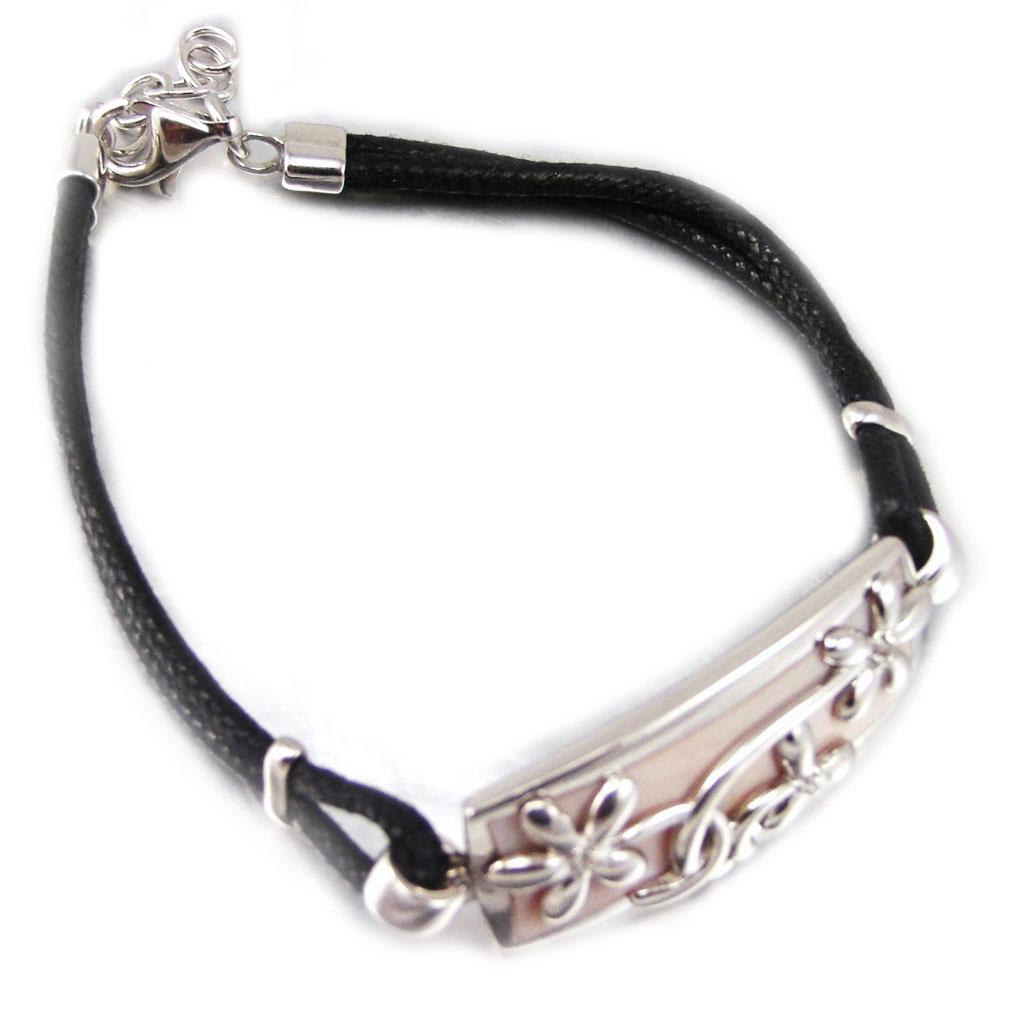 Altesse [F6989] - Silver Bracelet 'Rêve En Nacre' Pink - 35x11 Mm