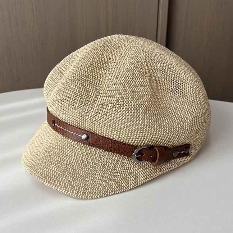 New hollowed out star anise bud hat women's summer travel versatile sunscreen straw hat British short edge cap