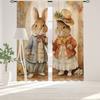 2PCS Cute Bunny Pattern Printed Curtains, Animated Cartoon Easter, Kids Room Rod Pocket Decoration Curtains, Holiday Gifts