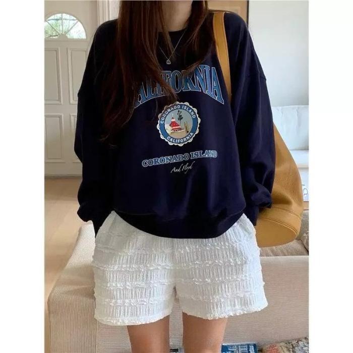 Moda damska Casual Wiosna Jesień Bluzki i koszule z długim rękawem i dekoltem w kształcie litery O