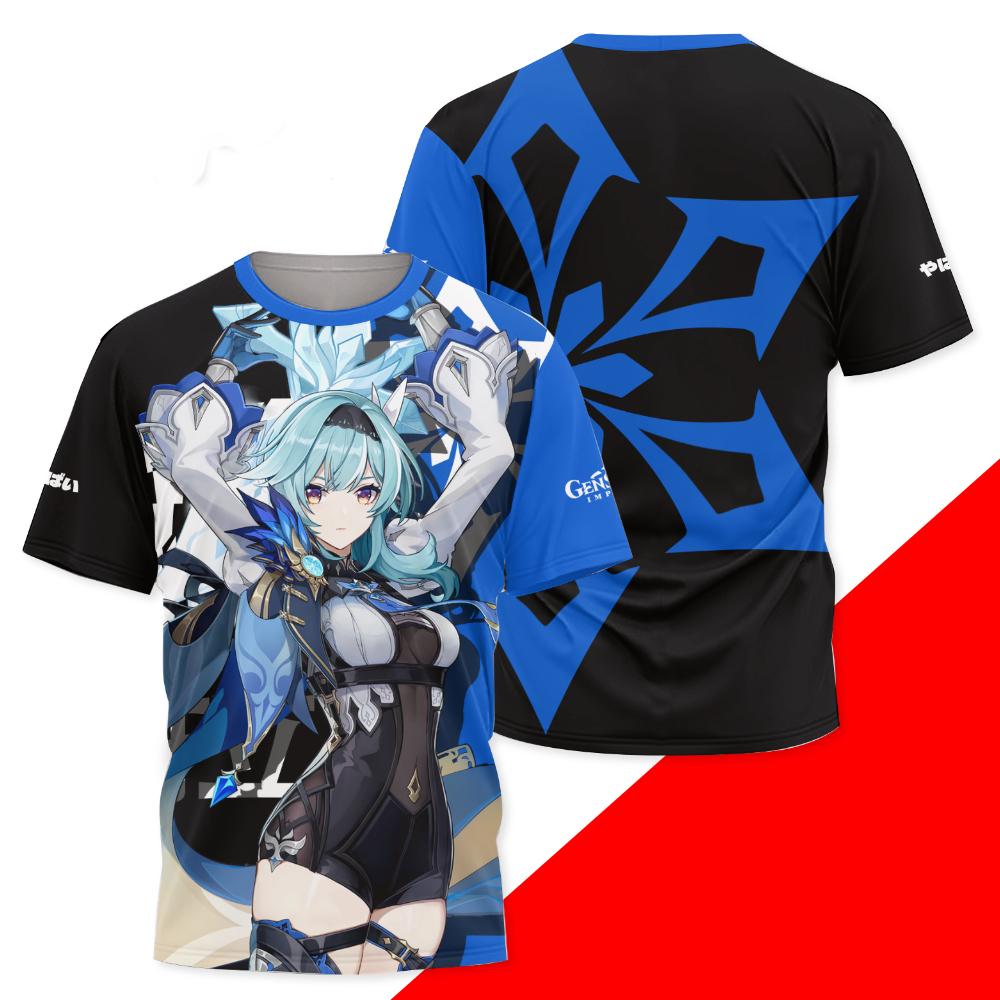 Spiel Genshin Impact Alle Rollen Cosplay T-Shirt 3D Raiden Shogun Druck Anime T-Shirts Sommer Herren Damen Harajuku Lässig Street Y2k Oberteile