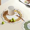 Scalloped Linen Placemat Dining Table Mat Machine Washable Wrinkle Free Dining Placemat for Home Farmhouse Kitchen Restaurant