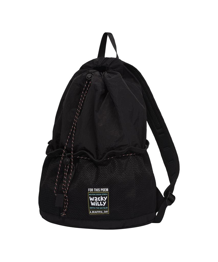 Wacky Willy String Draw Backpack Black