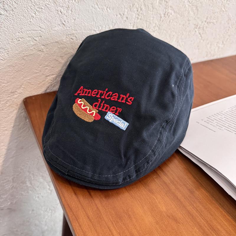 Hot Dog Embroidered Forward Hat For Women Spring Summer Autumn Winter Navy