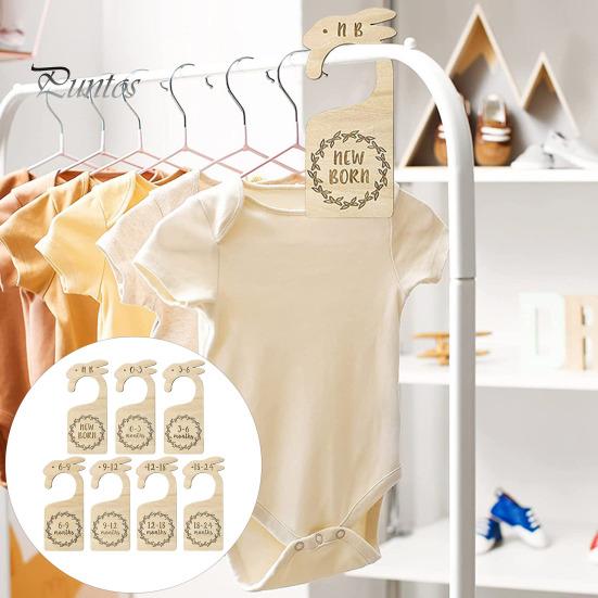 7/8 Pcs Baby Wardrobe Dividers Closet Wooden Baby Garment Size Markers Newborn To Toddler Baby Clothes Size Dividers for Daily Baby Clothes