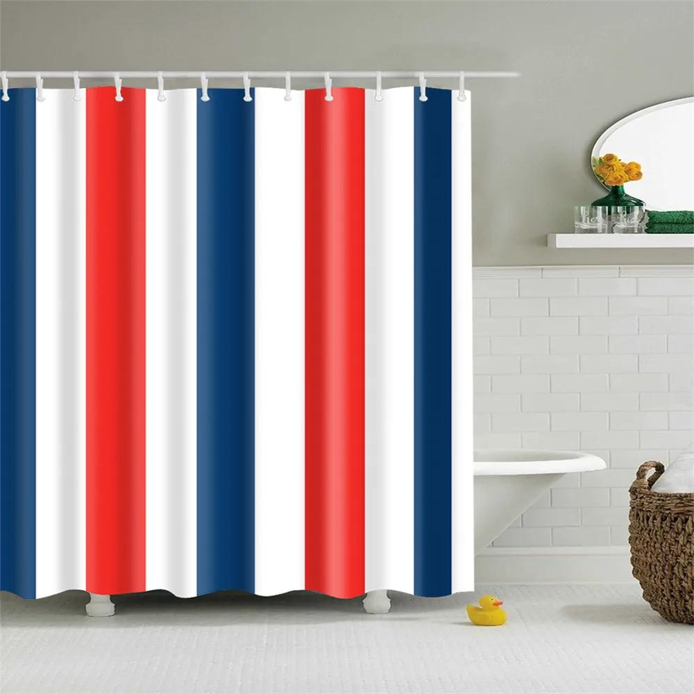 Wooden Door Shower Curtains Bathroom Curtain Stripes Letters Printed Waterproof Bath Screen Curtain for Home Decor with Hooks