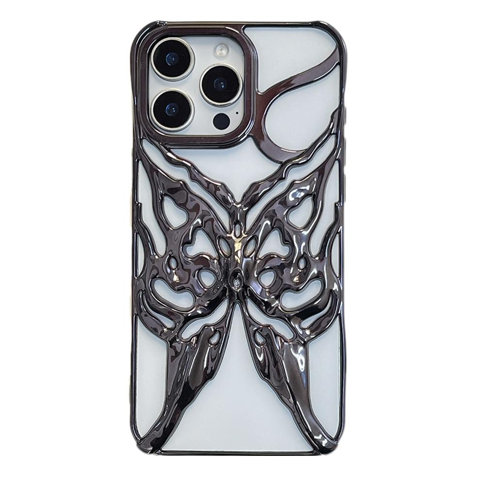 For iPhone 16 Pro Case Electroplated Hollow Butterfly Pattern Creative Design TPU Phone Cover A