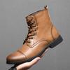 Designer Trend New Men's Ankle Boots Casual Leather High Top Shoes Outdoor Male Motorcycle Boots Comfortable Biker Shoes Botas