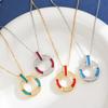 Gold-Plated Zircon Donut Pendant Necklace, Summer Colors, Niche Design