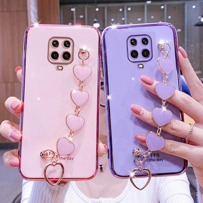 Mode Liebe Armband Kette Überzug Silikon Fall für Xiaomi Redmi Hinweis 9 Pro Max 9S 9A 9C Coque Handgelenk strap Weiche TPU Abdeckung