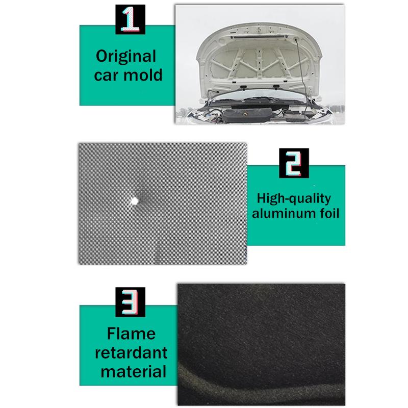 For Hyundai Tucson TL 2016~2021 2017 2018 2019 2020 Car Front hood linin Engine Thermal Insulation Soundproof Cotton Accessories Heat Shields 2
