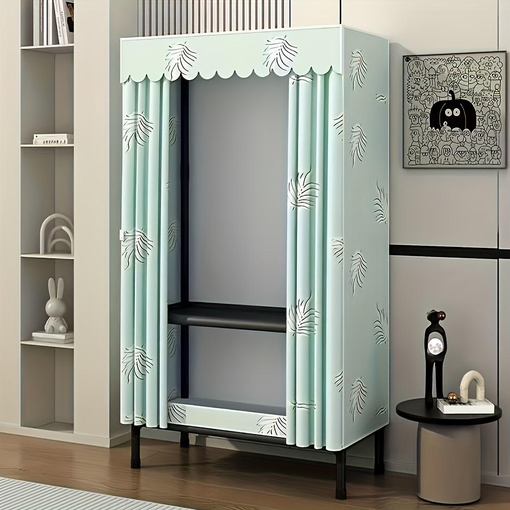 Simple cloth wardrobe with zipper, thickened and reinforced steel pipes, assembled, thickened, suitable for dormitories, home be