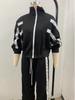 2025 Women's Striped Zipper Jacket & Casual Sportswear Set - Spring/Summer Collection