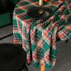 Green Plaid Christmas Decoration Tablecloth Waterproof Rectangular Tablecloths Mantel Mesa Party Decoration Mantel Mesa