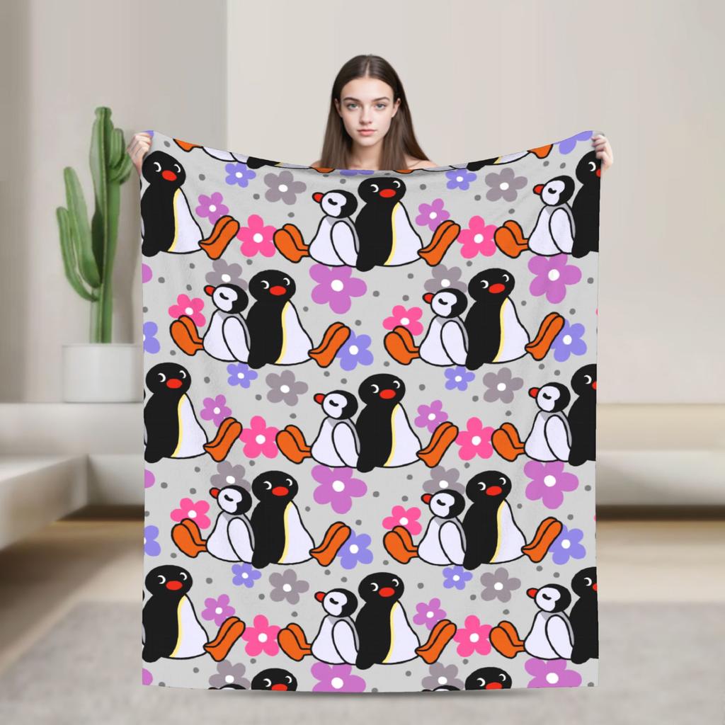 Cute Pingu Penguin Blankets Quality Warm Throw Blanket Spring Decorative Living Room Fashion Bedspread