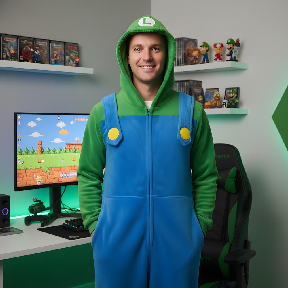 Piżama Onesie Kigurumi Kostium Przebranie Super Mario Luigi M: 155 - 165Cm