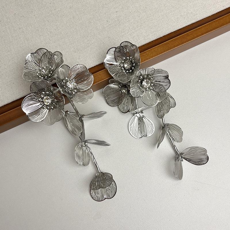 

Золотые серьги-кисточки с цветами: Высококачественное серебро 925 пробы в стиле ретро для женщин