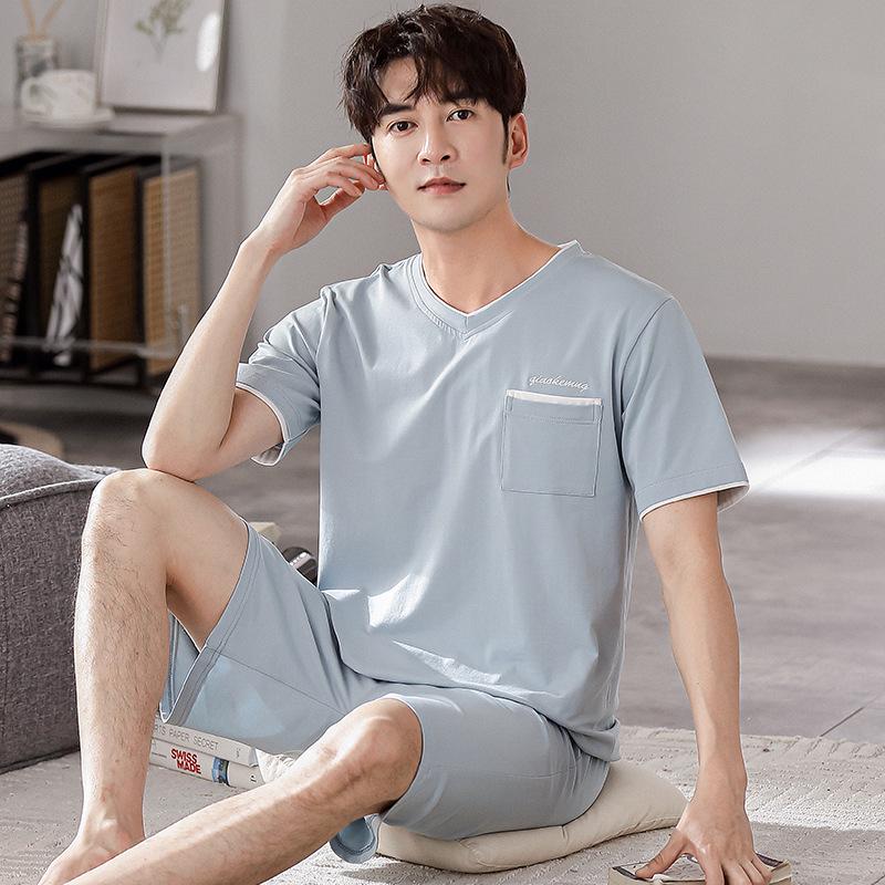 Men's Modal Summer Pajama Set: Short Sleeve & Shorts, Casual Plus Size Homewear