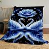 1pc Swan Love Outdoor Flannel Blanket Soft Warm All-Season Throw for Sofa Bed Car Camping Office, Cozy Gift Idea1192S