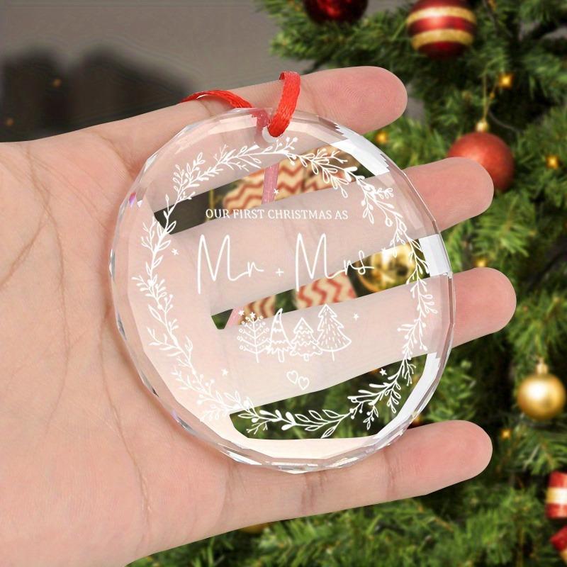 1pc/2pcs Our First Wedding Ornament, Just Married ,Glass Xmas Tree Decoration Gift, Christmas Party Holiday Gift Decor Memorial Christmas Prent
